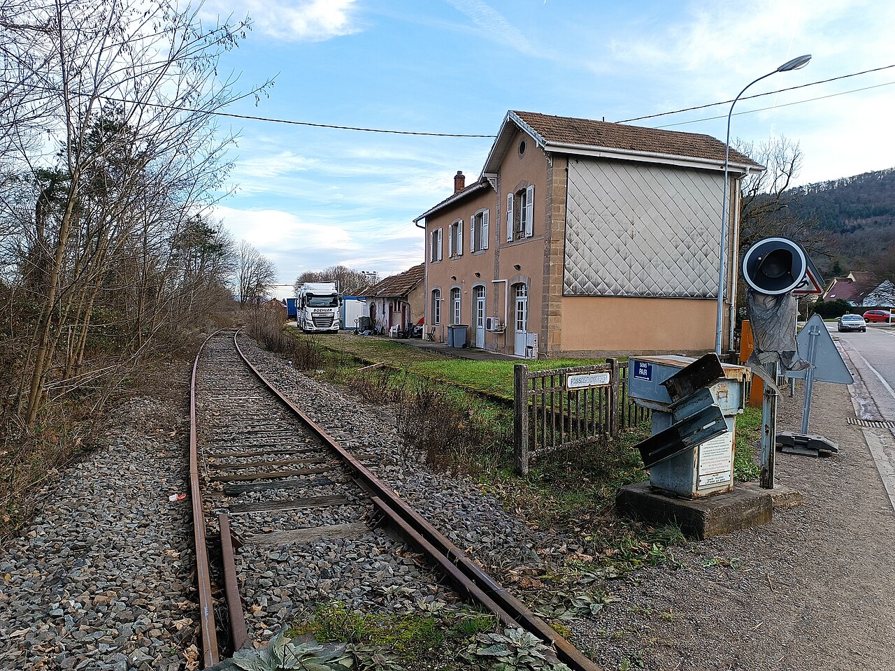 PN n°21 et Gare de Val-de-Villé (Ligne de Sélestat à Sainte Marie aux Mines)